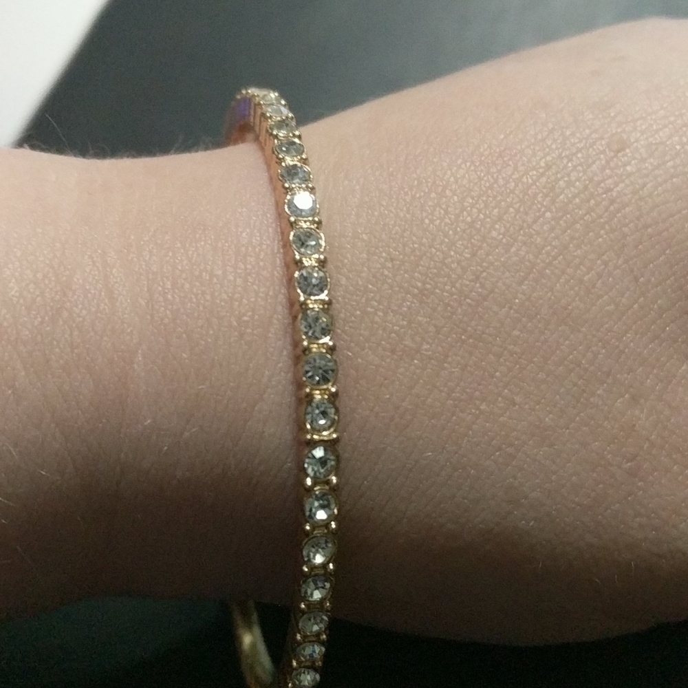 Gold Tone Rhinestone Bangle Bracelet
